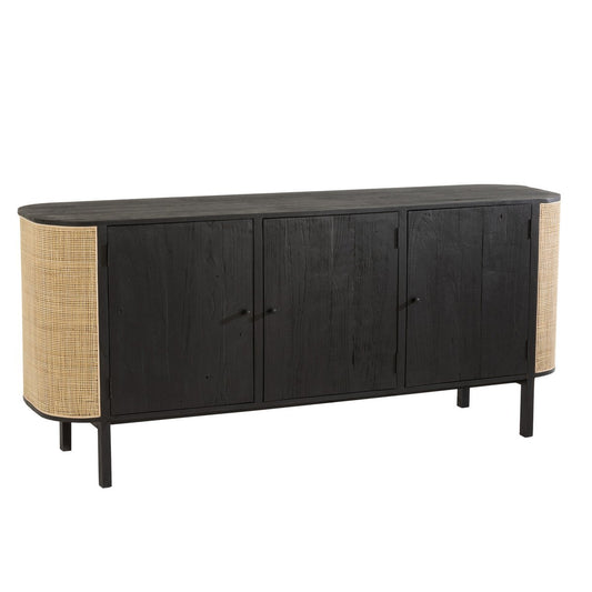 J-Line Molly Rotan kast - 3 deuren - hout - zwart