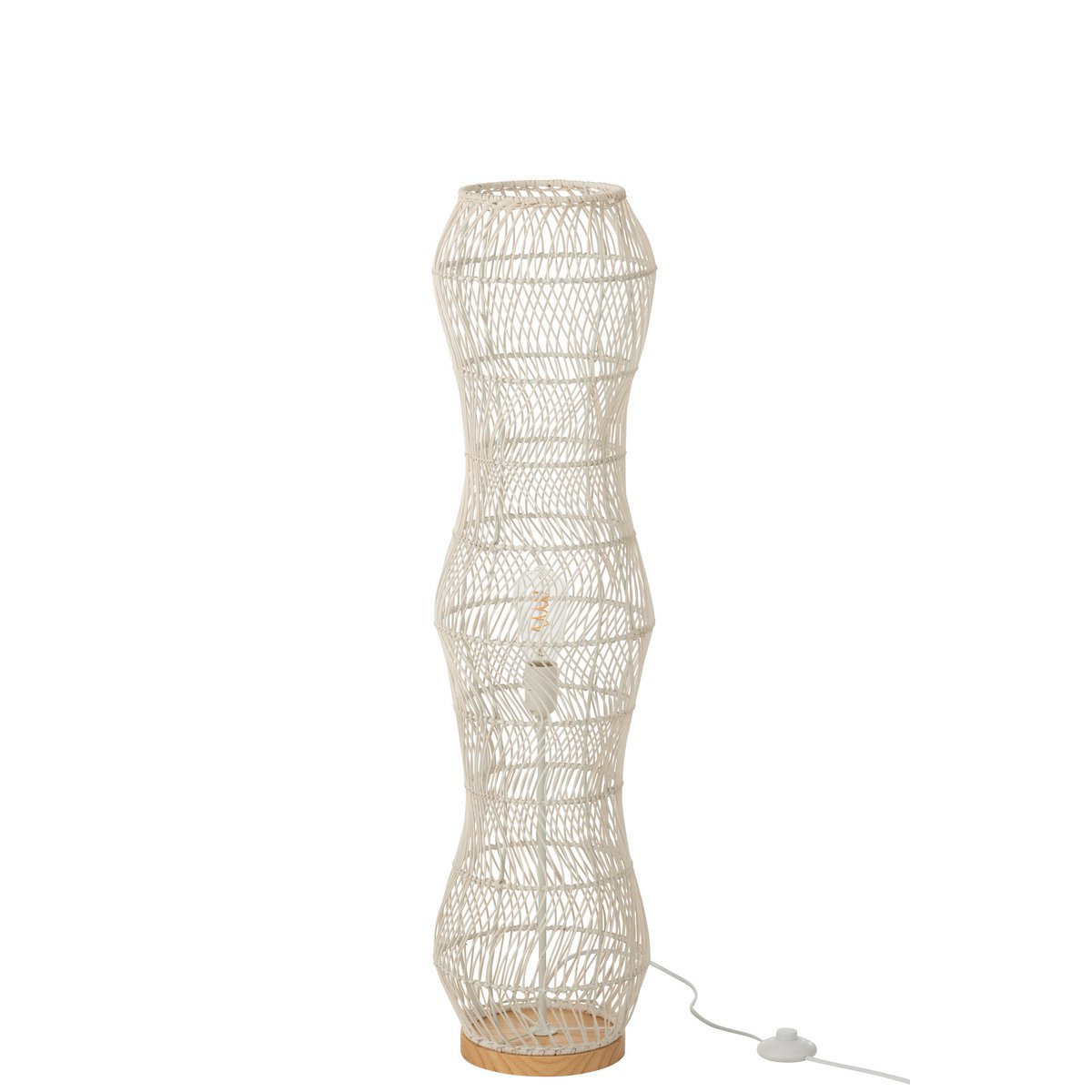 J-Line Vloerlamp Rotan Metaal Gedraaid Wit