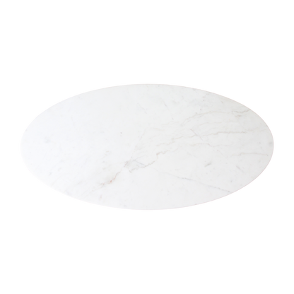 Ovale marmeren salontafel - Wit - 120x60x38 cm