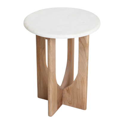 Kuching bijzettafel marmer wit - 30x30x50 cm