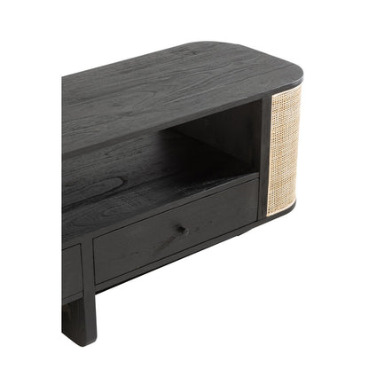 J-Line Molly TV kast - hout - naturel/ zwart – woonaccessoires
