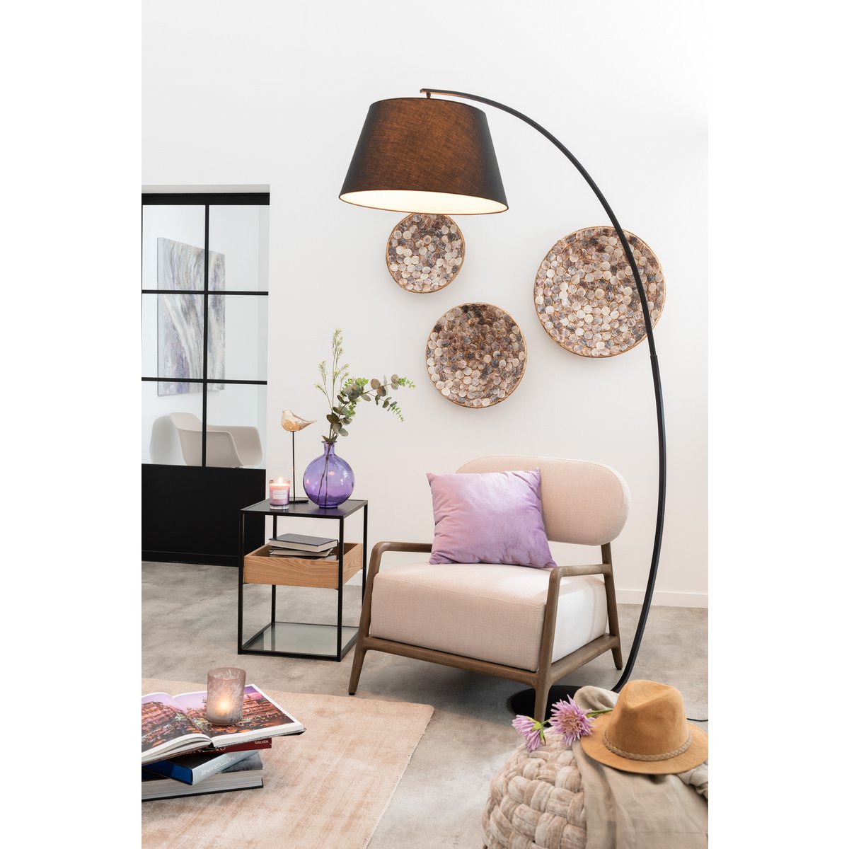 J-Line tafellamp Boog - metaal - zwart