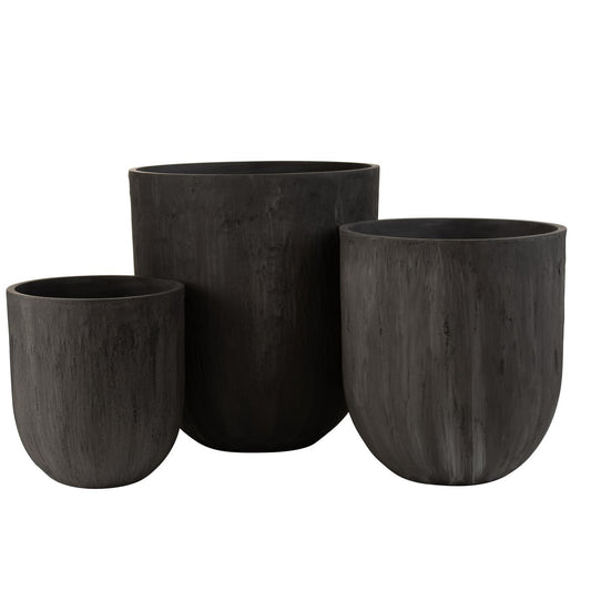 J-Line vaas Rond - keramiek - zwart - 3 stuks - Ø 55 cm