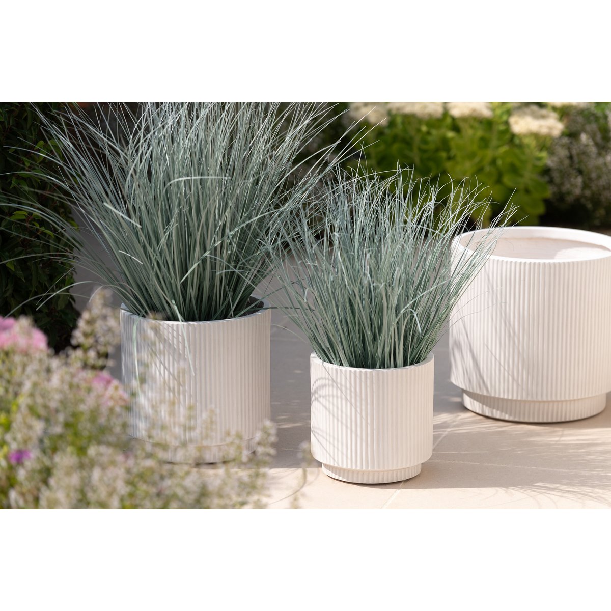 J-Line bloempot Misty - keramiek - wit - 3 stuks - Ø 37 cm