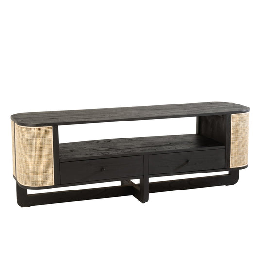 J-Line Molly TV kast - hout - naturel/ zwart – woonaccessoires
