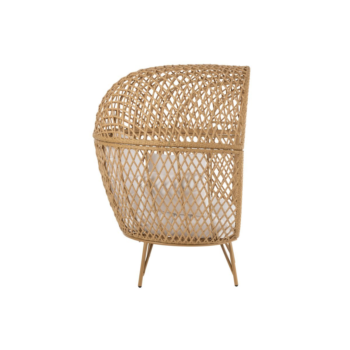 J-Line Loungestoel+Kussens Eva Metaal/Riet Beige
