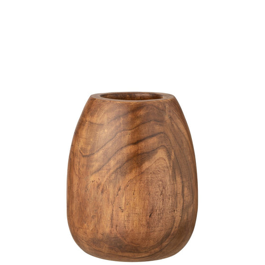 J-Line bloempot Paulownia - hout - bruin - medium - Ø 32 cm