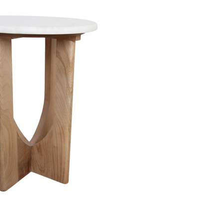 Kuching bijzettafel marmer wit - 30x30x50 cm