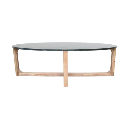Ovale marmeren salontafel - Groen - 120x60x38 cm