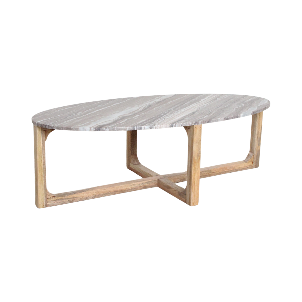 Ovale marmeren salontafel - Fantasy bruin - 120x60x38 cm