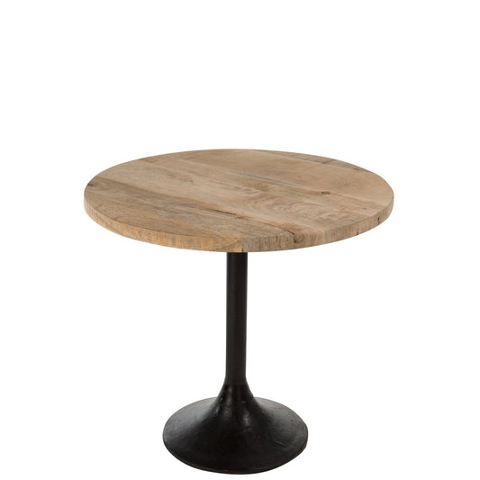 J-Line Tafel Bar Rond Hout/Metaal Naturel/Zwart