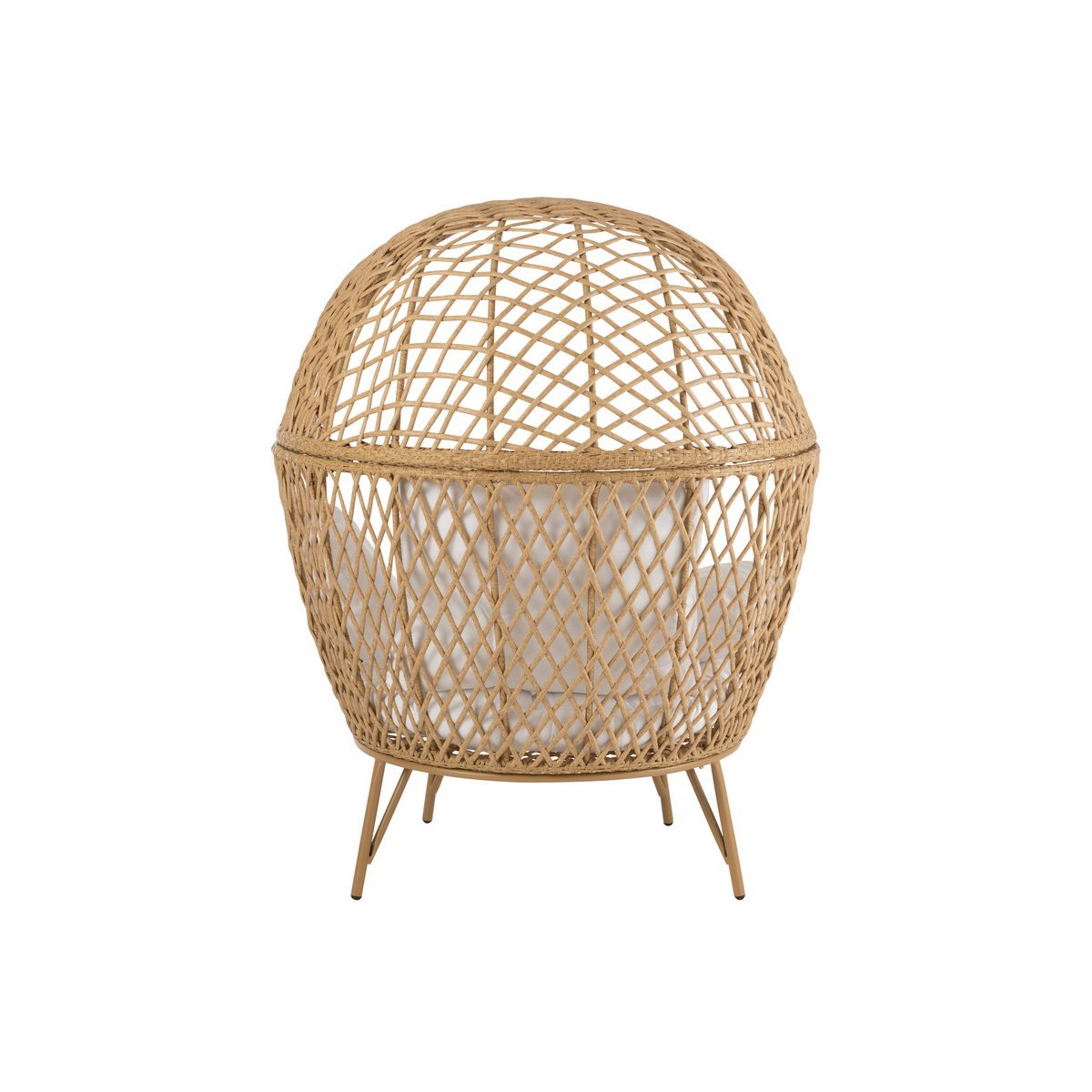 J-Line Loungestoel+Kussens Eva Metaal/Riet Beige