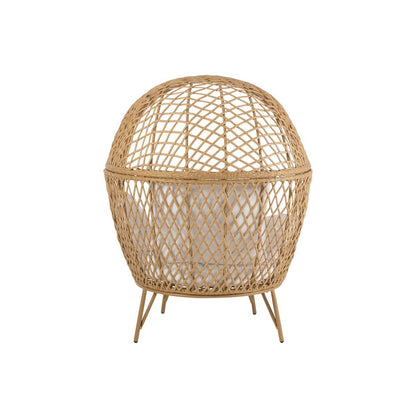 J-Line Loungestoel+Kussens Eva Metaal/Riet Beige
