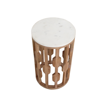 Atjeh bijzettafel marmer wit - 40x40x50 cm