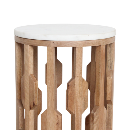 Atjeh bijzettafel marmer wit - 40x40x50 cm