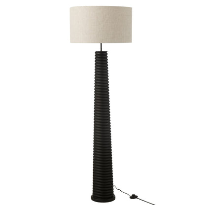 J-Line Vloerlamp Schroefdraad Ailanthus Hout Zwart/Grijs