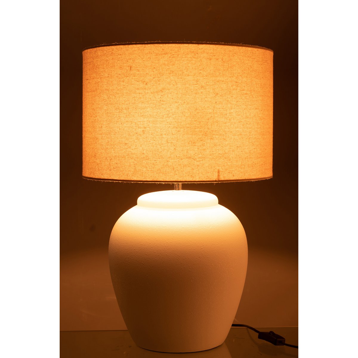 J-Line Lamp Meli + Kap Keramiek Linnen Wit Large