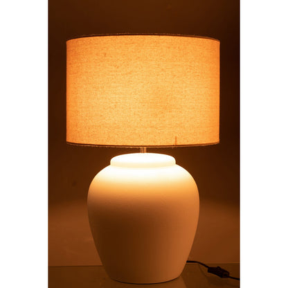 J-Line Lamp Meli + Kap Keramiek Linnen Wit Large