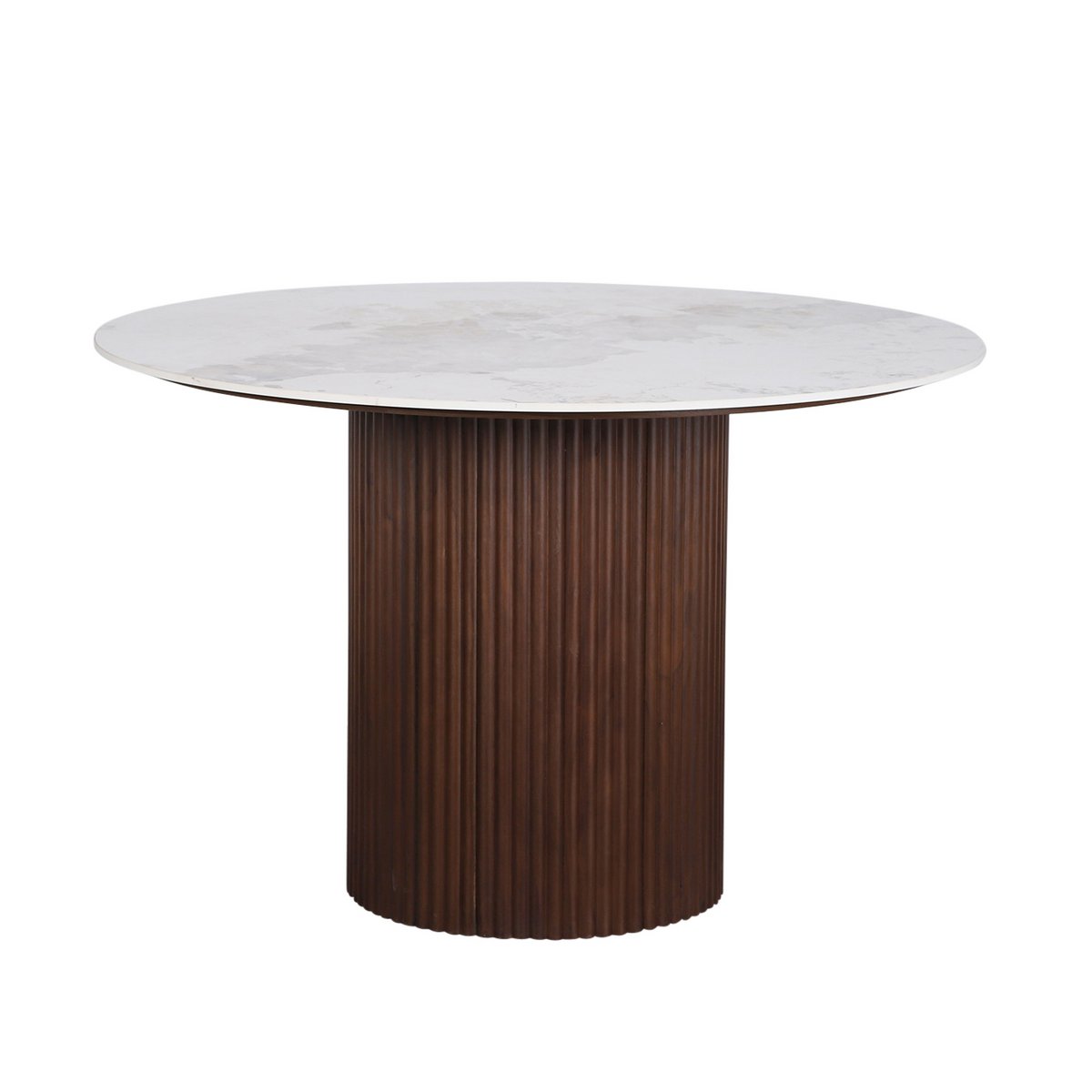 Urban Chique Ronde Tafel Keramiek Marmer / Walnoot Fineer