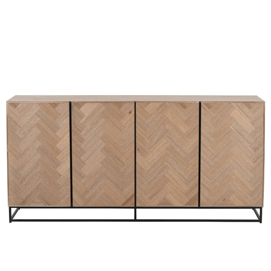 J-Line dressoir 4 Deuren Zigzag - hout/metaal - naturel/zwart