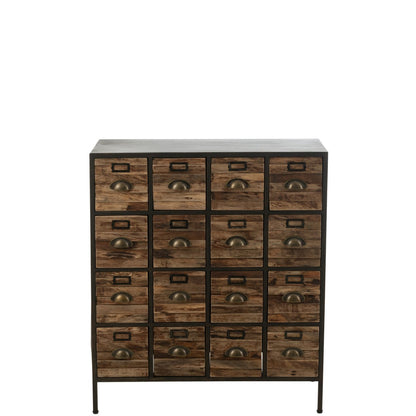 J-Line Kast 16 Schuiven Hout/Metaal Bruin