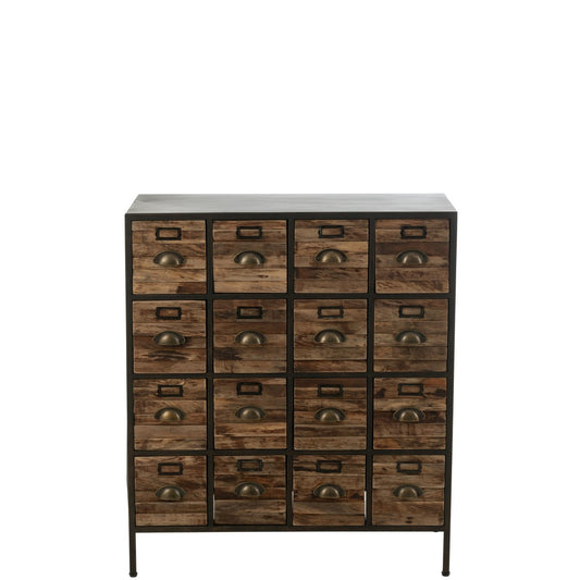 J-Line Kast 16 Schuiven Hout/Metaal Bruin