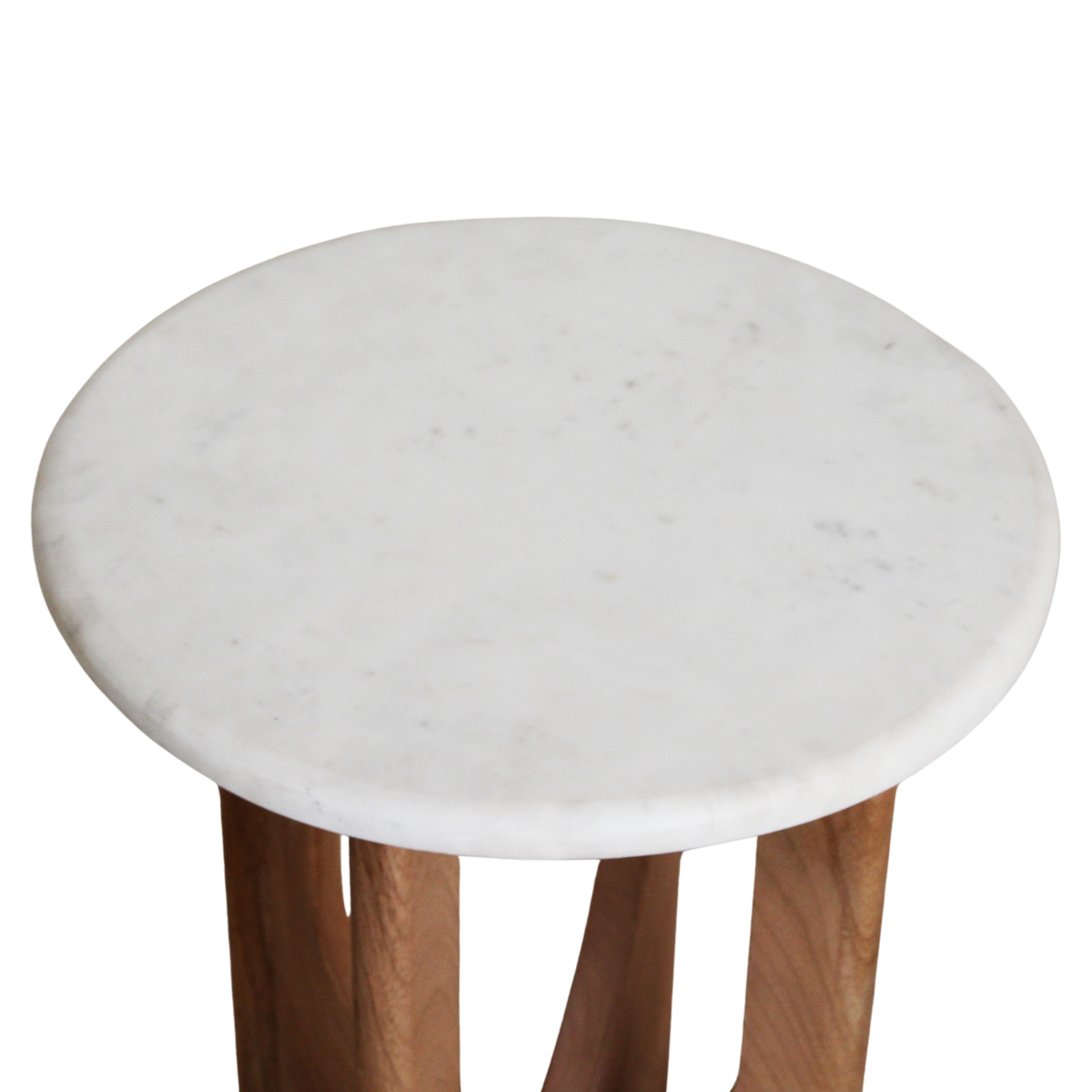 Kuching bijzettafel marmer wit - 30x30x50 cm