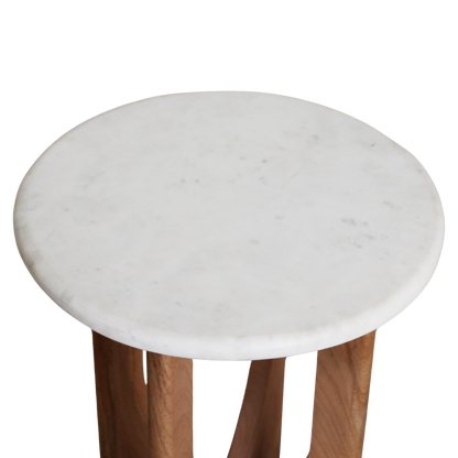 Kuching bijzettafel marmer wit - 30x30x50 cm