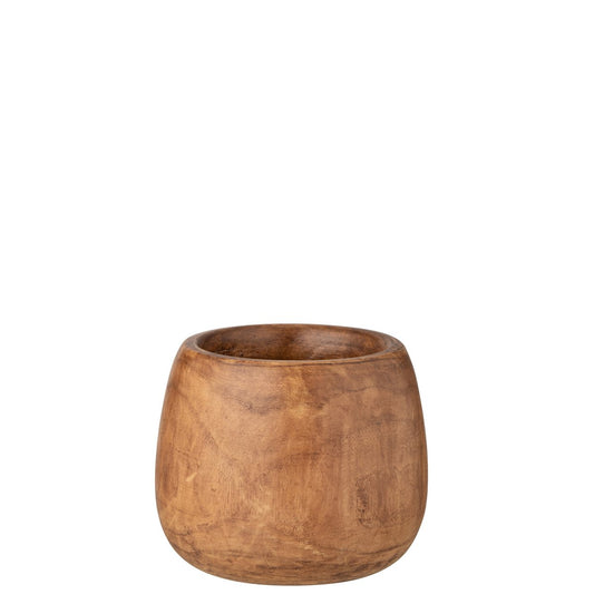 J-Line bloempot Paulownia - hout - bruin - Ø 22.5 cm