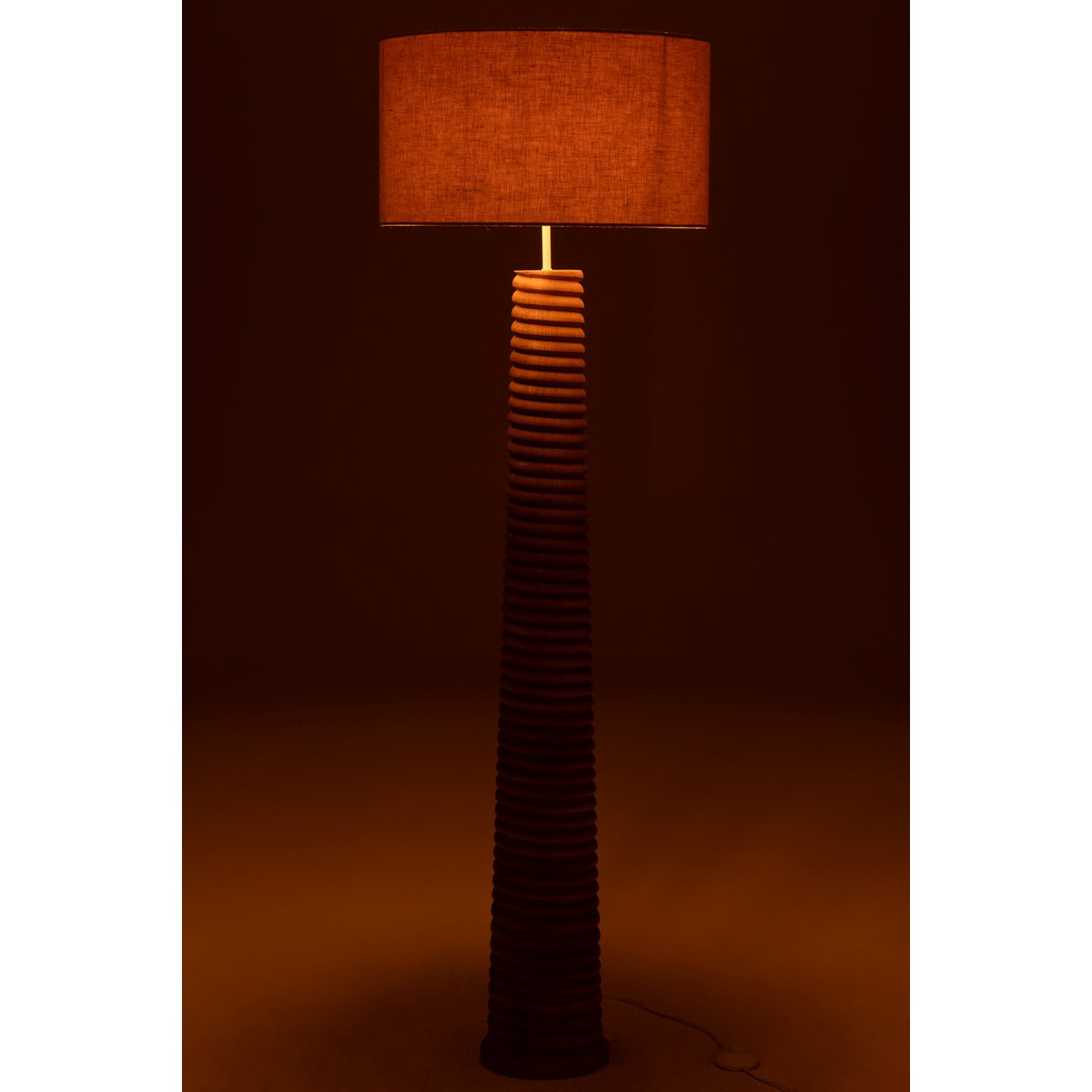 J-Line Vloerlamp Schroefdraad Hout Naturel/Grijs