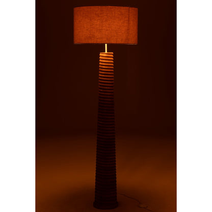 J-Line Vloerlamp Schroefdraad Hout Naturel/Grijs