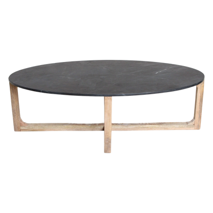Ovale marmeren salontafel - zwart - 120x60x38 cm