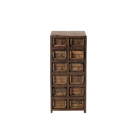 J-Line Kast 12 Laden Brut Gerecycleerd Hout Bruin