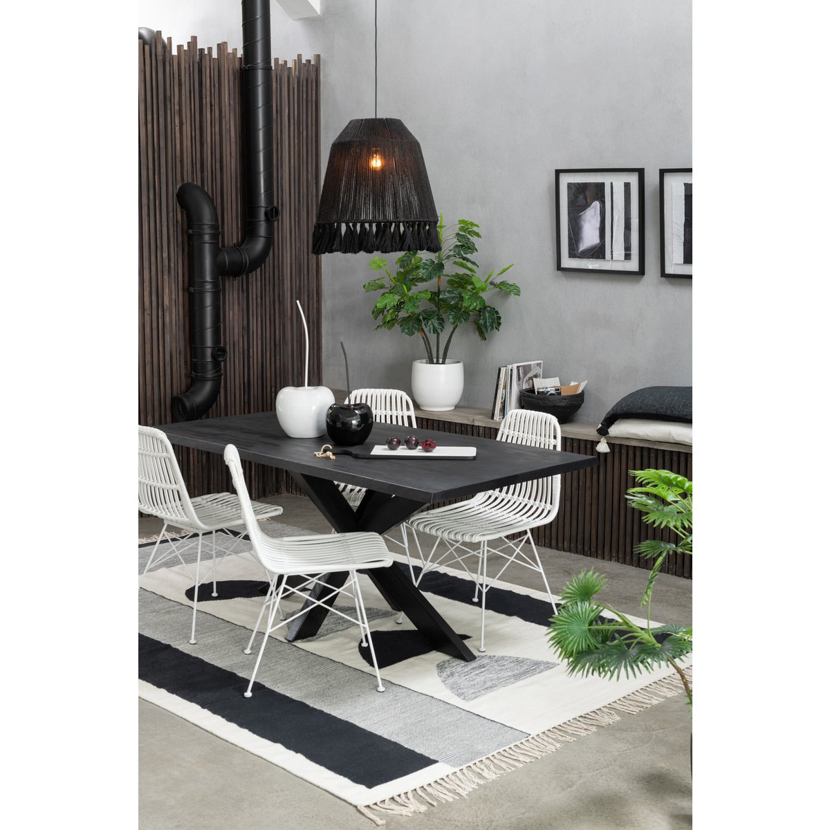 J-Line hanglamp Celia - jute - zwart - large