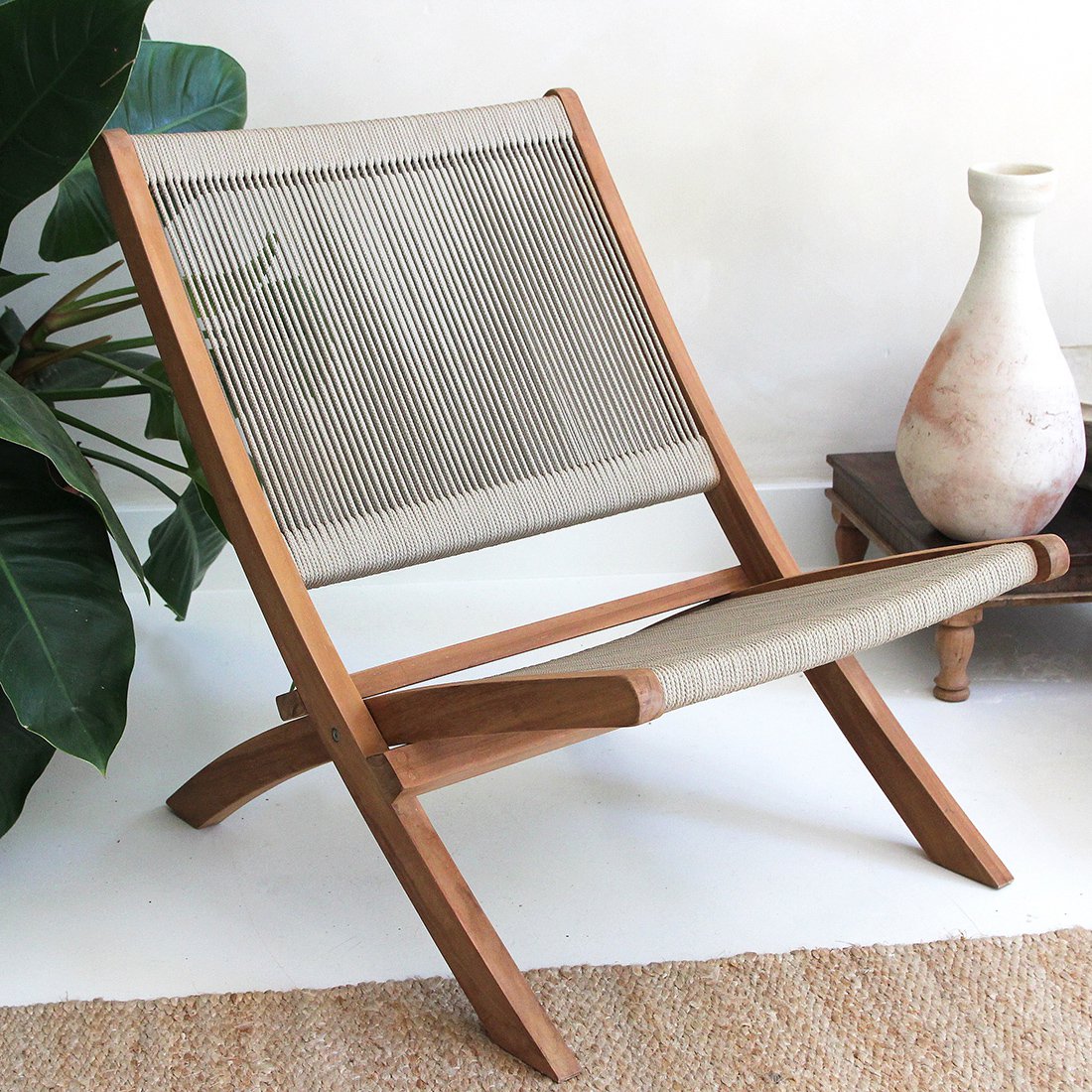 Rope opvouwbare loungestoel naturel