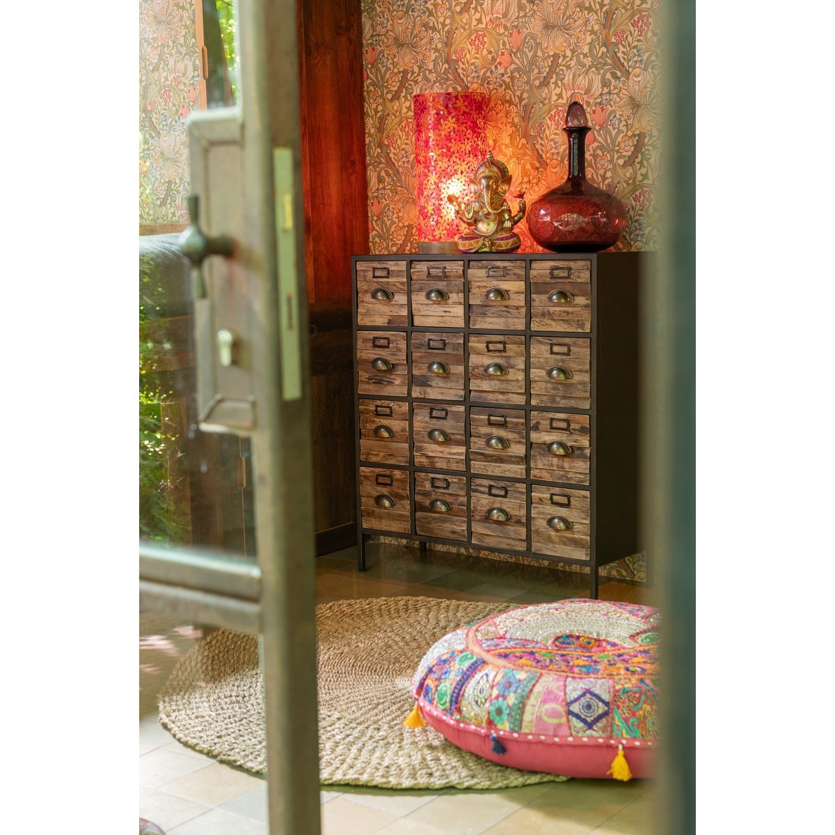 J-Line Kast 16 Schuiven Hout/Metaal Bruin