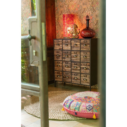 J-Line Kast 16 Schuiven Hout/Metaal Bruin