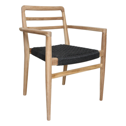 Verano teakhouten tuinstoel met armleuning - Zwart