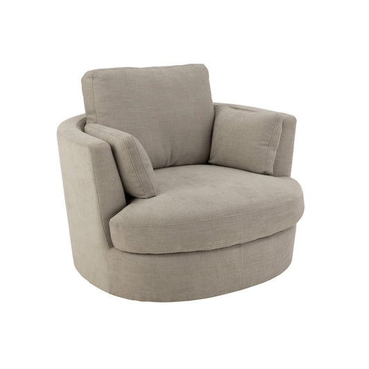 J-Line Loungestoel Swiv Hout/Textiel Grijs
