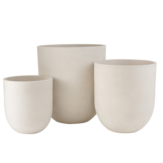 J-Line bloempot Rond Hoog - keramiek - wit - 3 stuks - Ø 58.5 cm