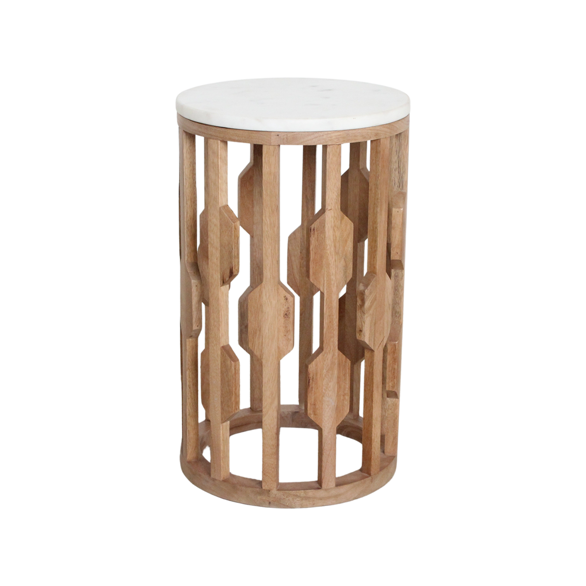 Atjeh bijzettafel marmer wit - 40x40x50 cm