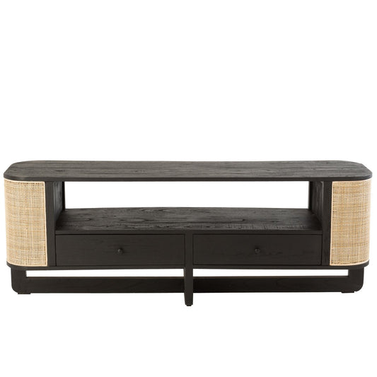 J-Line Molly TV kast - hout - naturel/ zwart – woonaccessoires