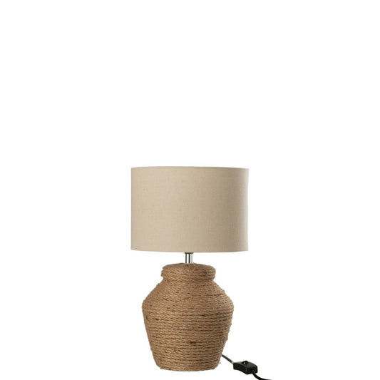 J-Line lamp Meli + Kap - keramiek/linnen - bruin - small