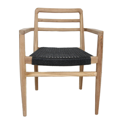 Verano teakhouten tuinstoel met armleuning - Zwart