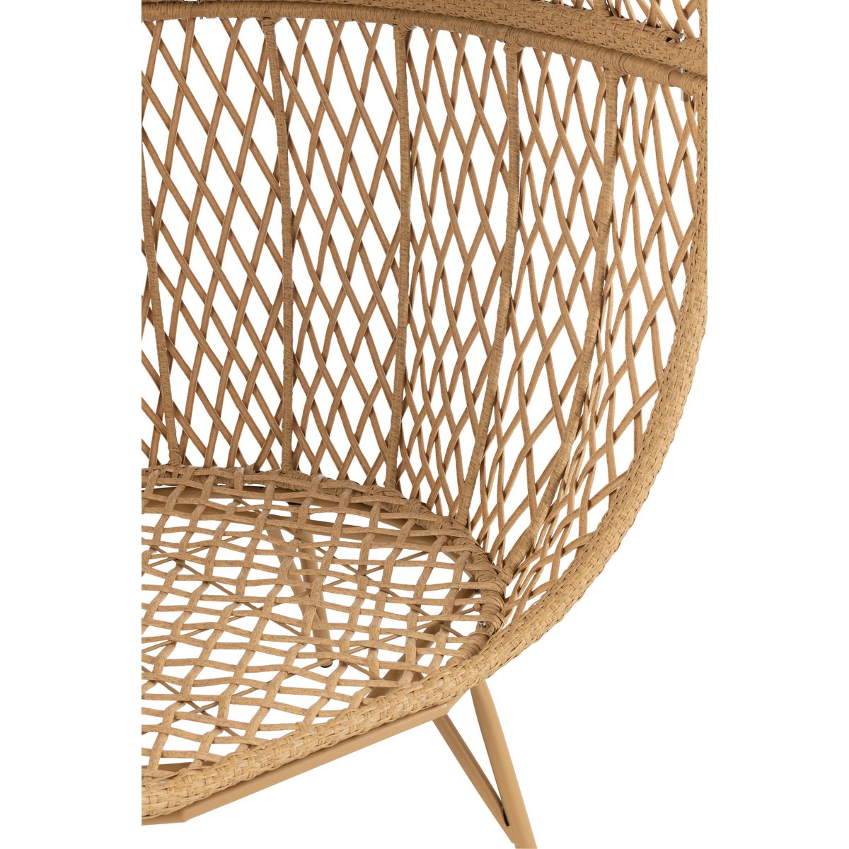 J-Line Loungestoel+Kussens Eva Metaal/Riet Beige