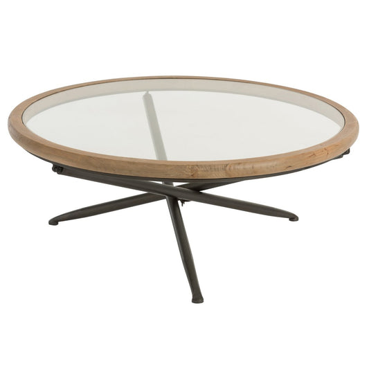 J-Line salontafel Rond - hout/glas - bruin - large