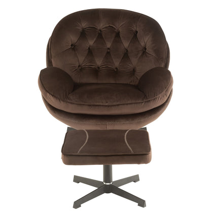 J-Line zetel Relax -+ voetbank - metaal/textiel - donkerbruin