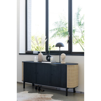 J-Line Molly Rotan kast - 3 deuren - hout - zwart
