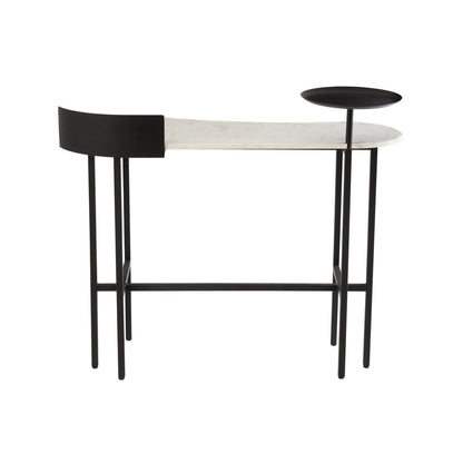 J-Line console Marmer - steen/ijzer - wit/zwart