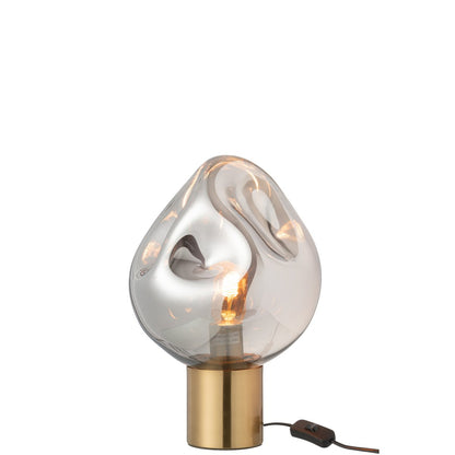 J-Line Lamp Goud Metaal/Glas Grijs